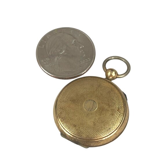 Antique Gold Tone Double-Sided Locket Pendant With Intricate Textured Design & L - Picture 7 of 8